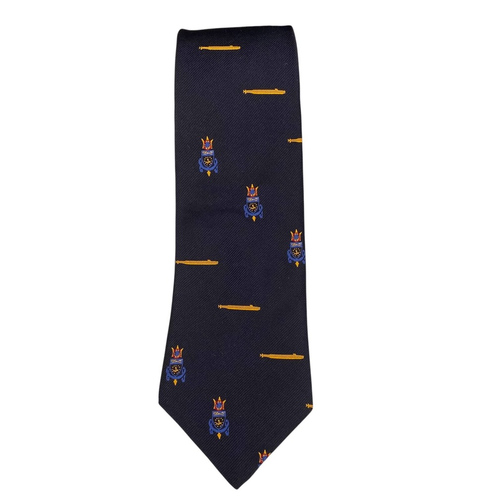 USS Rhode Island Submarine Necktie Navy Military Crest‎ Vintage Tie A20Q